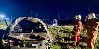 Four Injured After Proton Saga Skids Off Road