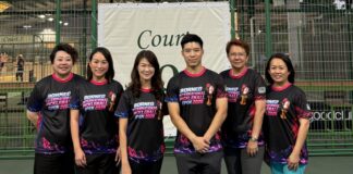 Josie Lai conducts a site inspection of the pickleball court in Tanjung Aru