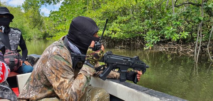 Coastal and river patrolling to counter illegal exploitation of mangrove bark. Courtesy: Sabah Forestry Department