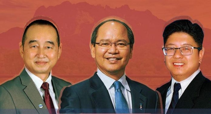 Orang kuat UPKO (dari kiri): Datuk Donald Mojuntin, Datuk Seri Panglima Wilfred Madius Tangau dan Datuk Ewon Benedick. Orang kuat UPKO (dari kiri): Datuk Donald Mojuntin, Datuk Seri Panglima Wilfred Madius Tangau dan Datuk Ewon Benedick.